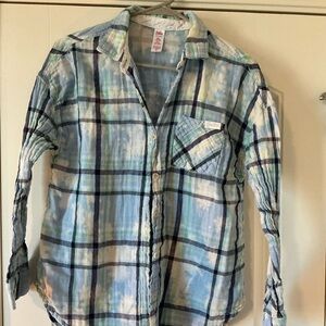 Plaid Kids Shirt in Blue and Green
